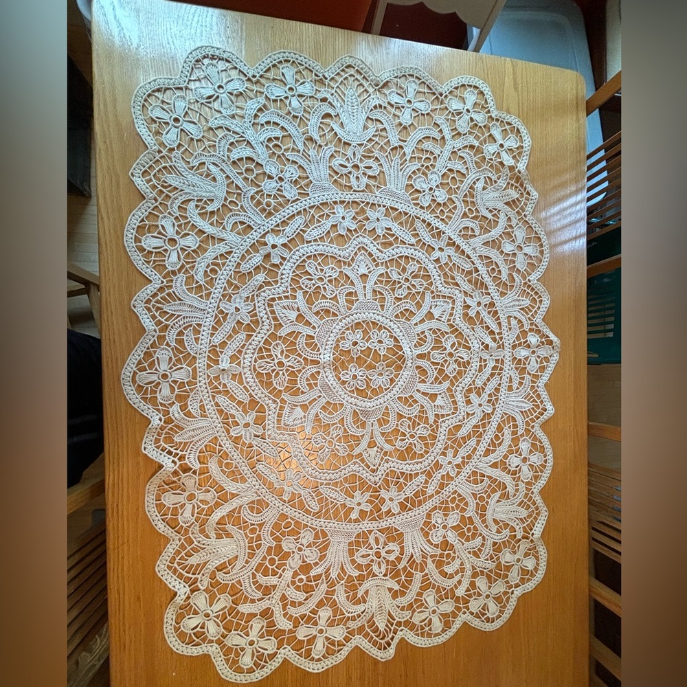 Beautiful Handcrafted Romanian Lace Tablecloth